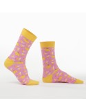 Pink women\'s socks with bananas SD06 - Online store - Boutique